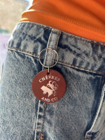 Porte-clefs rond cuir